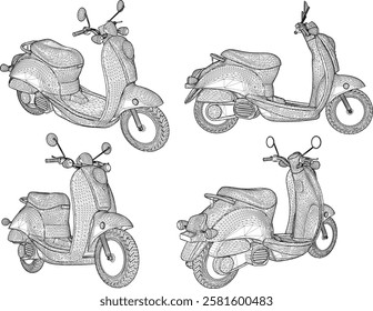 vector illustration of a modern electric motorbike for traveling short distances