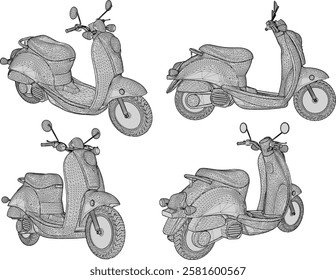 vector illustration of a modern electric motorbike for traveling short distances