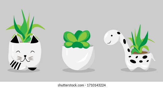 Imagen vectorial de una decoración casera moderna y elegante al estilo escandinavo. Imagen de diseño de macetas de flores con plantas domésticas.