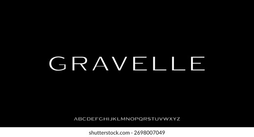 A vector illustration of a modern and elegant sans-serif style alphabet font with sleek, proportional, and clean letterforms. The design exudes a professional, minimalist, and luxurious feel.