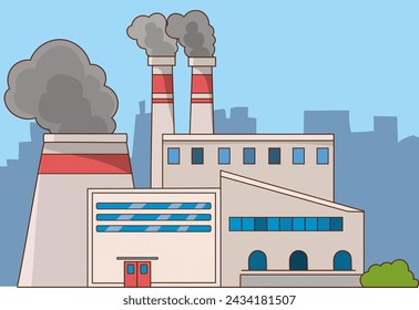 Vector illustration of modern factory building.