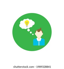 Vector illustration in modern flat design style - man have new idea with bulb on head. Full editable for animation. eps 10
