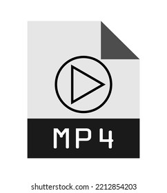 Ilustración vectorial del diseño plano moderno del icono de archivo MP4 sobre fondo blanco.
