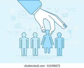 Ilustração vetorial em estilo linear plano moderno e elementos de design infográfico - conceito de recursos humanos -pesquisa pessoal profissional