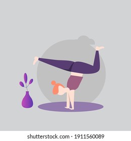Vector illustration. modern flat people character. woman practicing yoga, practice calming the mind, looking for ideas. ideal for websites, landing pages, UI, mobile applications, posters, banners
