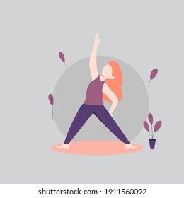 Vector illustration. modern flat people character. woman practicing yoga, practice calming the mind, looking for ideas. ideal for websites, landing pages, UI, mobile applications, posters, banners