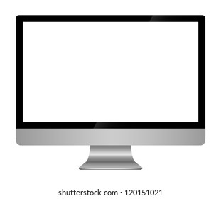 Vector Illustration Of Modern Flat Screen Computer Monitor, Isolated On White Background