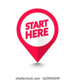 Vector illustration modern flat start here map pointer icon. GPS location symbol. 