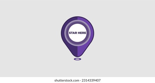 Vector illustration modern flat start here map pointer icon. GPS location symbol.