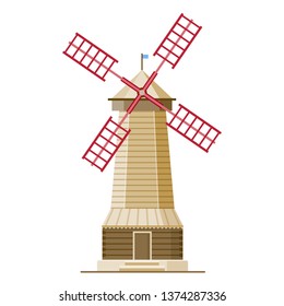 Vector illustration in modern flat style - wind mill. Isolated eps illustration