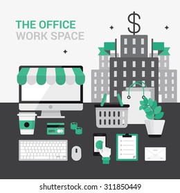 Vector illustration of a modern flat style. Mobile banking, pay per click, business and finance, e-commerce, workspace, occupation, settlement income.