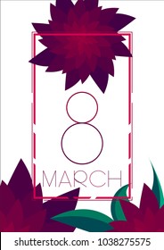 vector illustration, modern floral frame for 8 March, invitation for a holiday