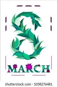 vector illustration, modern floral frame for 8 March, invitation for a holiday