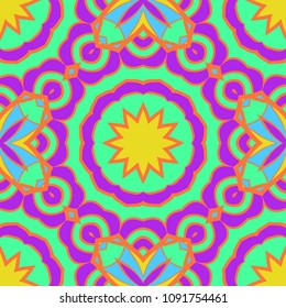 Vector illustration. Modern floral geometric pattern. Seamless design for scrapbooking, background, interior, print