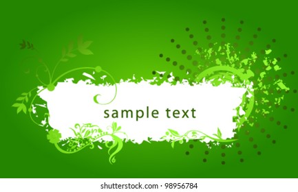 Vector illustration of modern floral, grunge abstract spring banner
