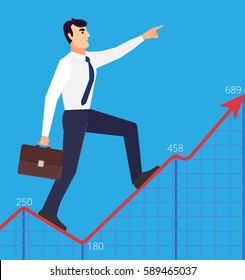 Vector illustration in modern flt style global success, business concept. For web banners and info graphics.