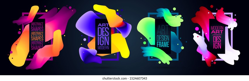 Vector illustration modern frame for text. vector design graphic colorful gradient wave fluid.  abstract shape element for design business cards, invitations, gift cards, flyers and brochures