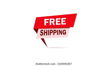 Vector Illustration Modern Free Shipping Shop Now Advertisement Label