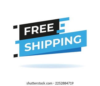 Vector Illustration Modern Free Shipping Shop Now Advertisement Label.