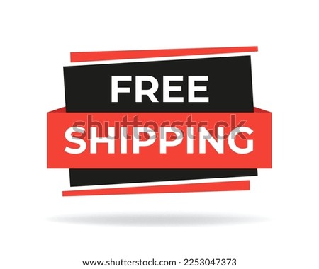 Vector Illustration Modern Free Shipping Shop Now Advertisement Label.