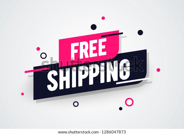 Vector Illustration Modern Free Shipping Shop Now\
Advertisement Label 
