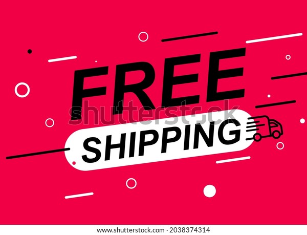 Vector Illustration Modern Free Shipping Shop Now\
Advertisement Label\
