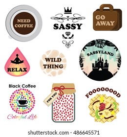 vector illustration for modern funny stickers for messenger or social media in fashion style and different slang expressions and acronyms and memes