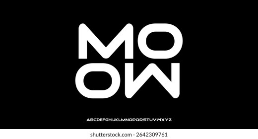 Vector illustration of a modern, futuristic and geometric style alphabet display font. Abstract typography san serif letters, clean and minimalist.