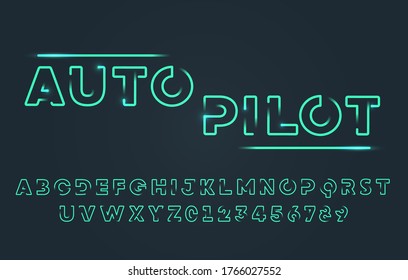 Vector Illustration Modern Futuristic Outline Typography. Cyber Technology Font.