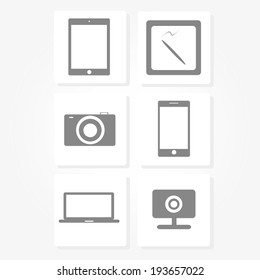 vector illustration of modern gadgets gray on white background