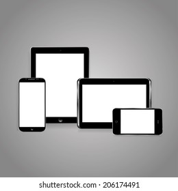 vector illustration of modern gadgets on a gray background