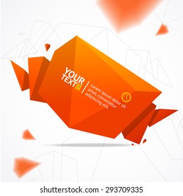 Vector illustration modern geometric banner. Origami red bubble
