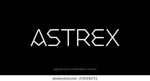 Ilustração vetorial de um estilo geométrico moderno de exibição de letras do alfabeto com caracteres futuristas e minimalistas.