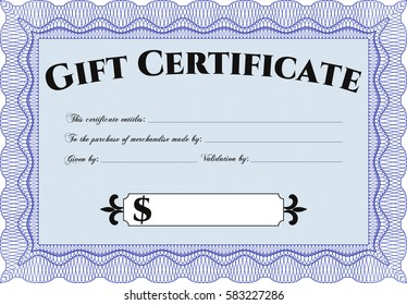 Vector illustration of Modern gift certificate template in blue
