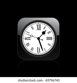 Vector illustration of  modern glossy black icon depicting a classic clock