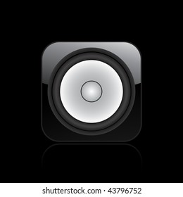 Vector illustration of  modern glossy black icon depicting a cool speaker