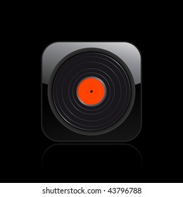 Vector illustration of  modern glossy black icon depicting a realistic disco