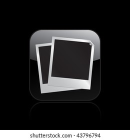 Vector illustration of  modern glossy black icon depicting two photo