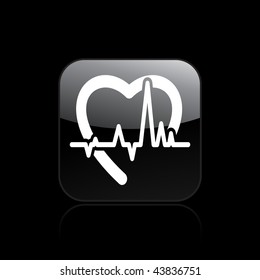 Vector illustration of modern glossy black icon depicting a heart icon