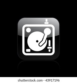 Vector illustration of modern glossy black icon depicting a deejay icon