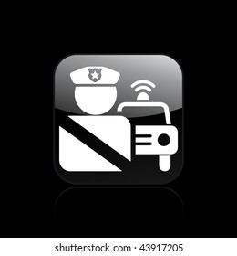 Vector illustration of modern glossy black icon depicting a police icon