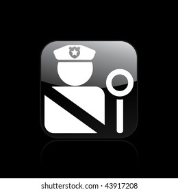 Vector illustration of modern glossy black icon depicting a police icon