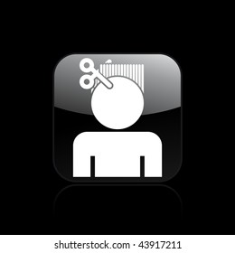 Vector illustration of modern glossy black icon depicting a coiffeur icon