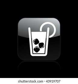 Vector illustration of modern glossy black icon depicting a cocktail icon