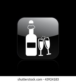 Vector illustration of modern glossy black icon depicting a champagne icon