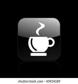 Vector illustration of modern glossy black icon depicting a coffee icon