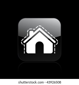 Vector illustration of modern glossy black icon depicting a house protection