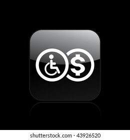 Vector illustration of modern glossy black icon depicting a reimbursement handicap