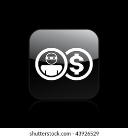 Vector illustration of modern glossy black icon depicting a reimbursement theft