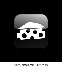 Vector illustration of modern glossy black icon depicting a cheese icon